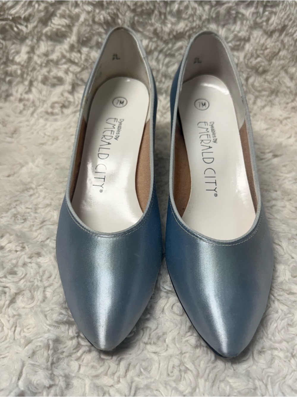 Emerald Metallic Light Blue Pointed Toe Flats